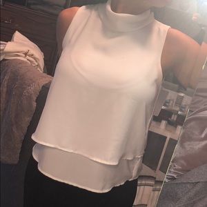 White mock neck top